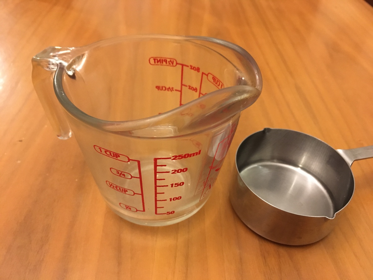 measuring cups - glass and metal